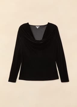 SABINE VELOUR TOP - Black