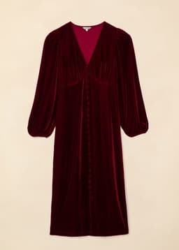 ZUMI LS VELOUR DRESS - RED