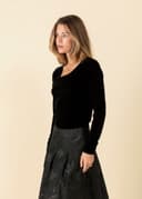 SABINE VELOUR TOP - Black