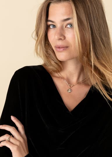 SABINE Drapeerattu veluuriyläosa - Musta 2 - Indiska