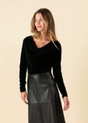 SABINE VELOUR TOP - GREEN