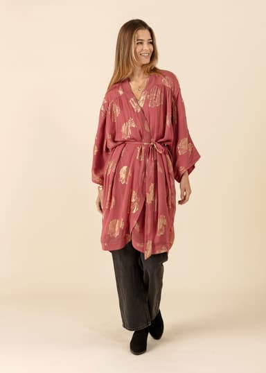 VEDA Lyhyt kimmeltävä kimono - Vaaleanpunainen 1 - Indiska