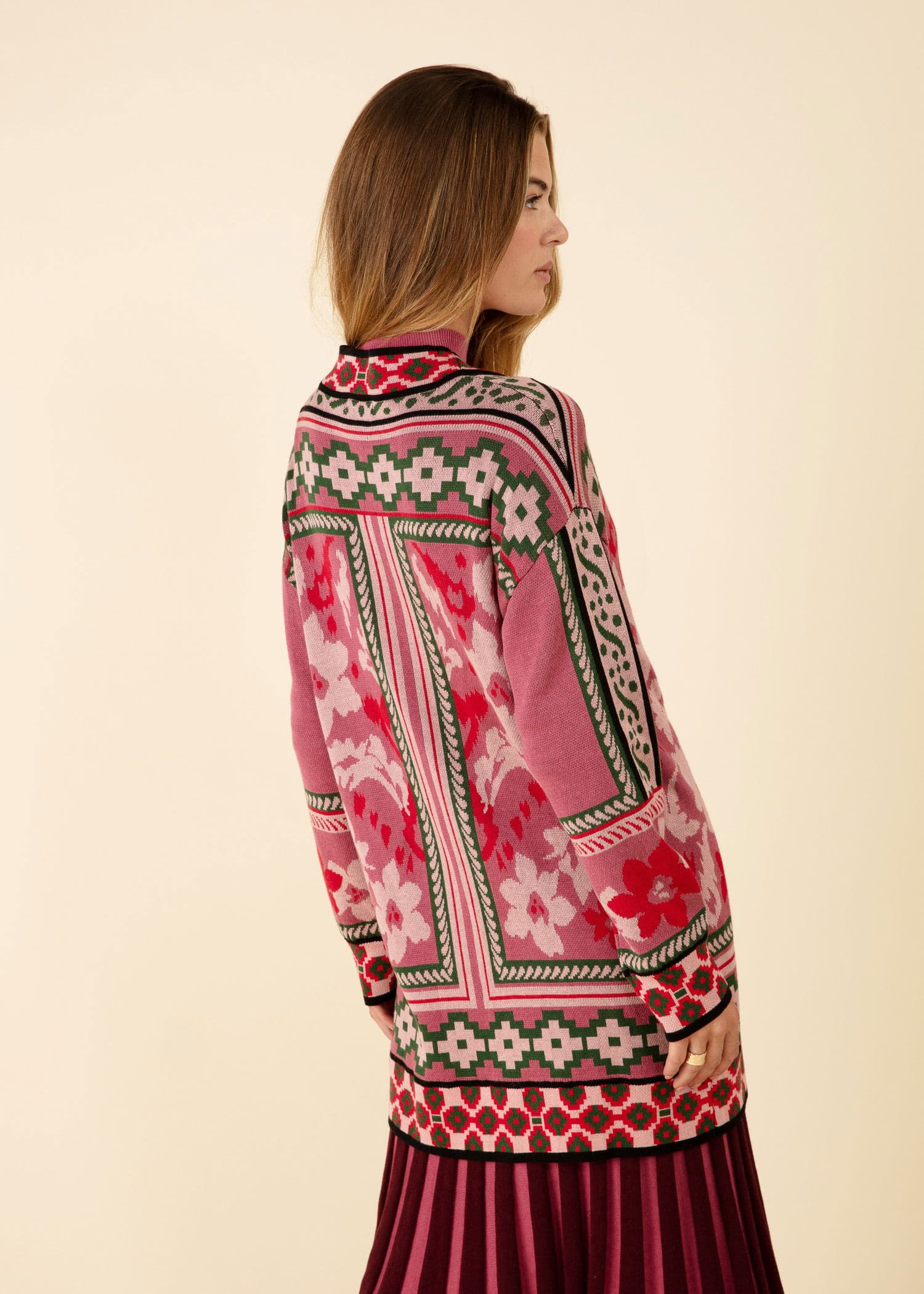 CHRISTY Mönstrad cardigan - Rosa 5 - Indiska