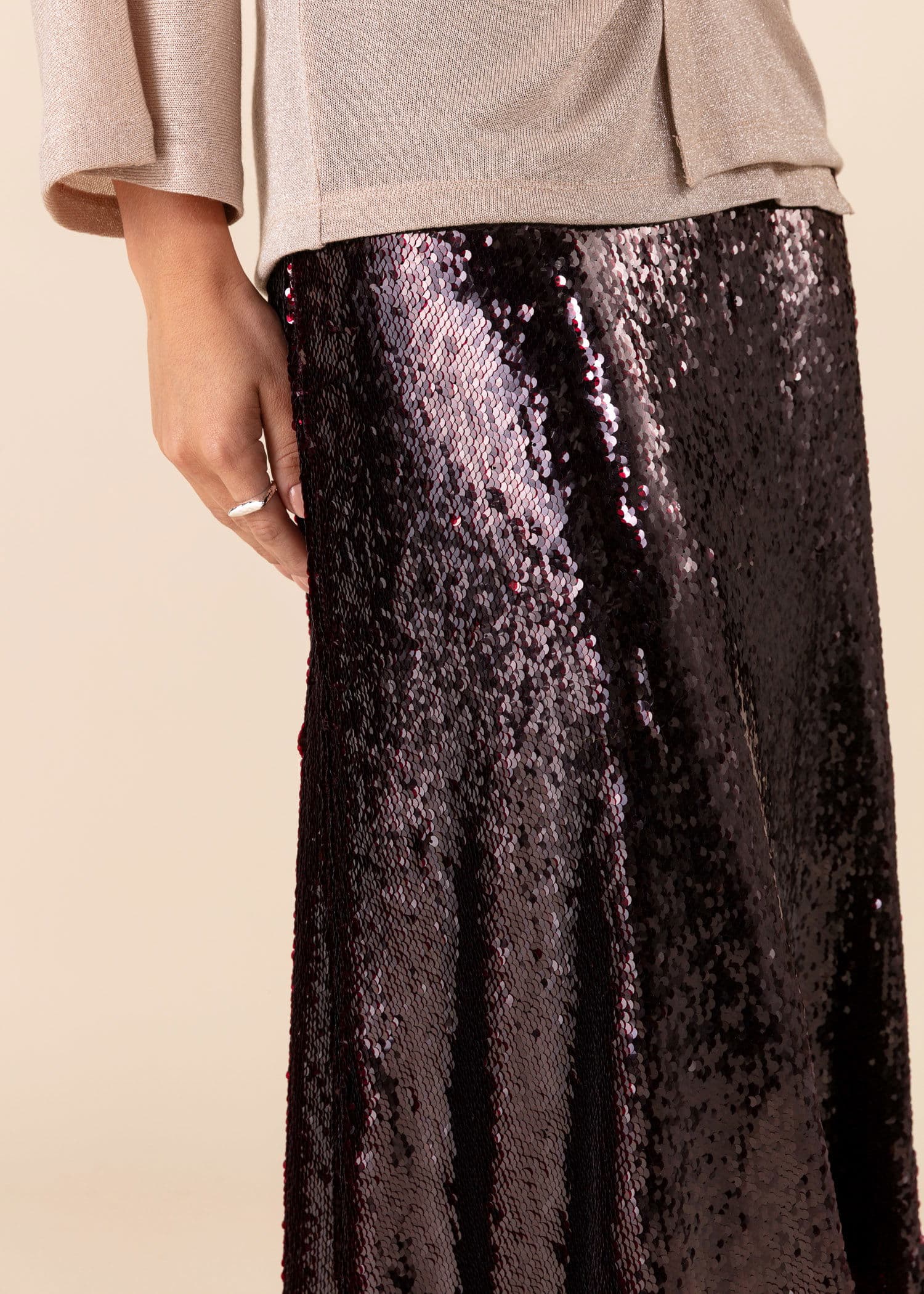 PIPER Vinröd paljettkjol - Röd 2 - Indiska