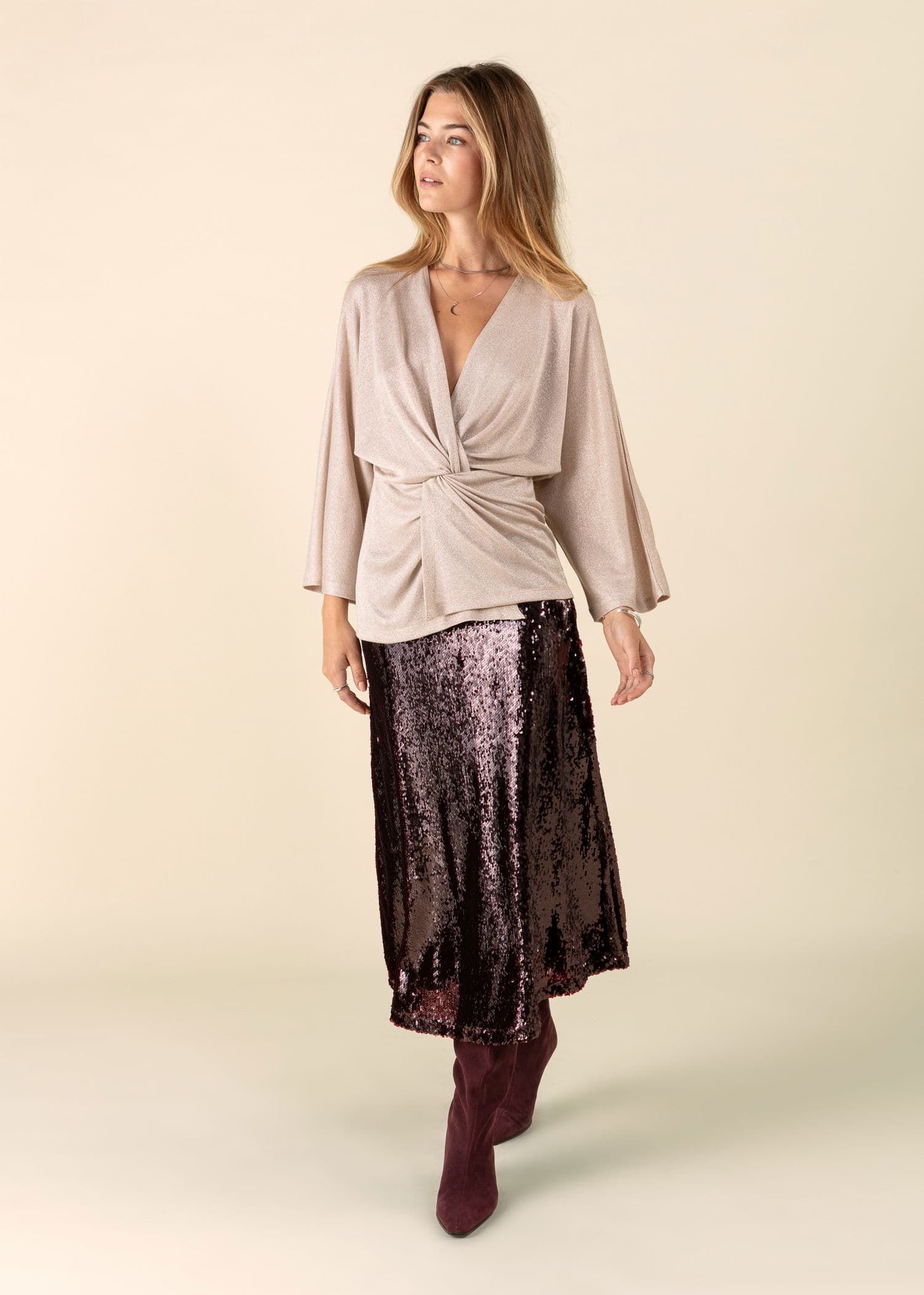 PIPER Vinröd paljettkjol - Röd 4 - Indiska