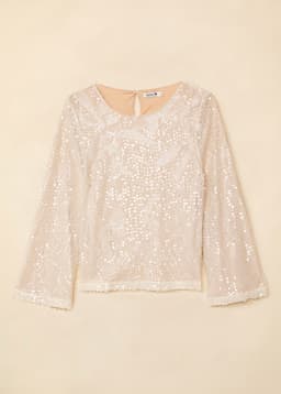 JEMAINA SEQUIN TOP - WHITE
