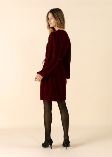 SENJA Röd velourklänning i omlott - Röd 4 - Indiska