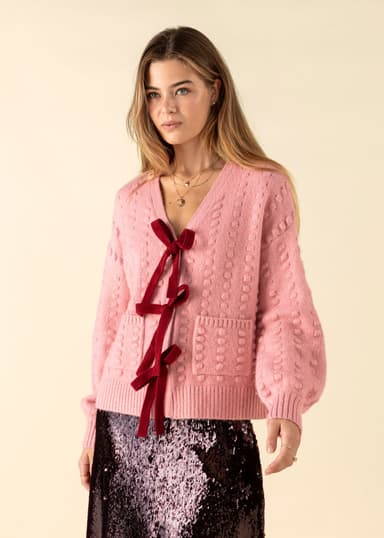 CHERYL Rosa kofta med rosetter - Rosa 2 - Indiska