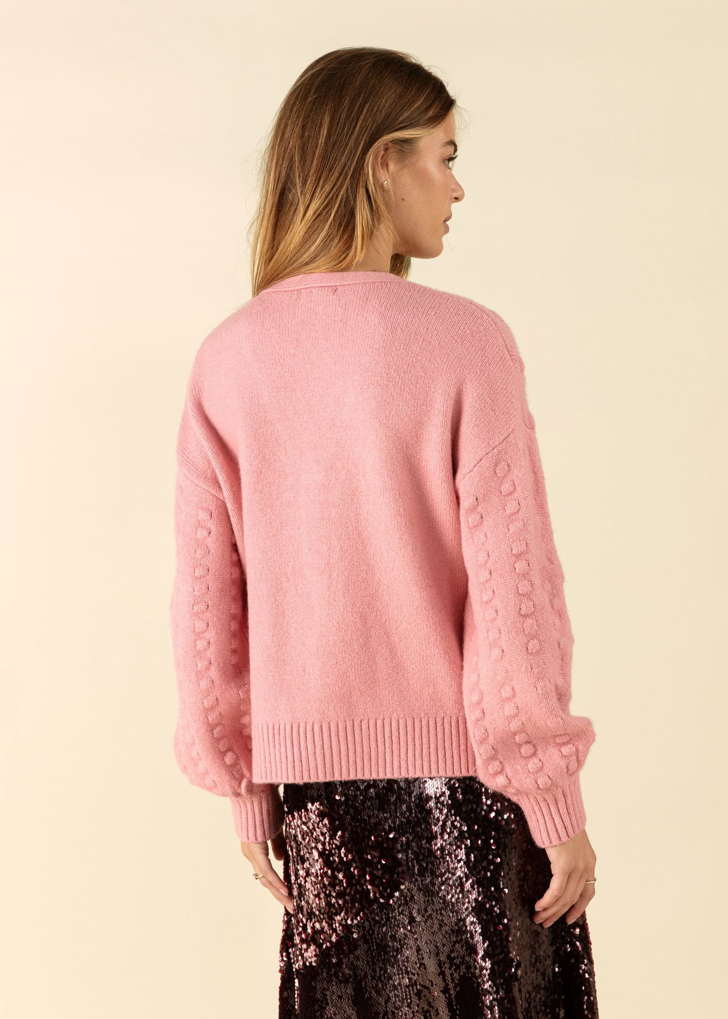 CHERYL Rosa kofta med rosetter - Rosa 4 - Indiska