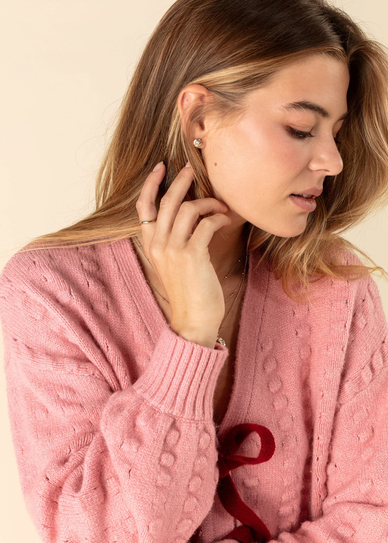 CHERYL Rosa kofta med rosetter - Rosa 5 - Indiska