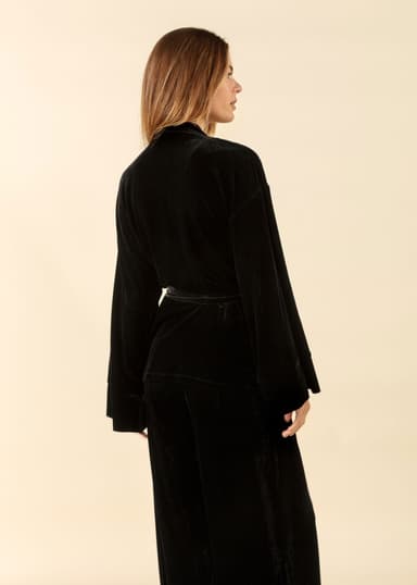 TARA Velourkimono med knyting - Svart 4 - Indiska