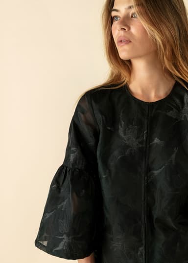 CANDICE Jacquardmönstrad blus - Svart 2 - Indiska