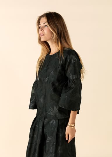 CANDICE Jacquardmönstrad blus - Svart 3 - Indiska