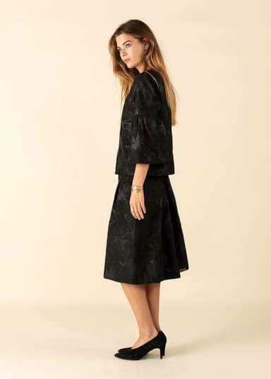 CANDICE Jacquardmönstrad blus - Svart 7 - Indiska