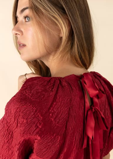 ASHLEY Röd jacquardmönstrad klänning - Röd 5 - Indiska