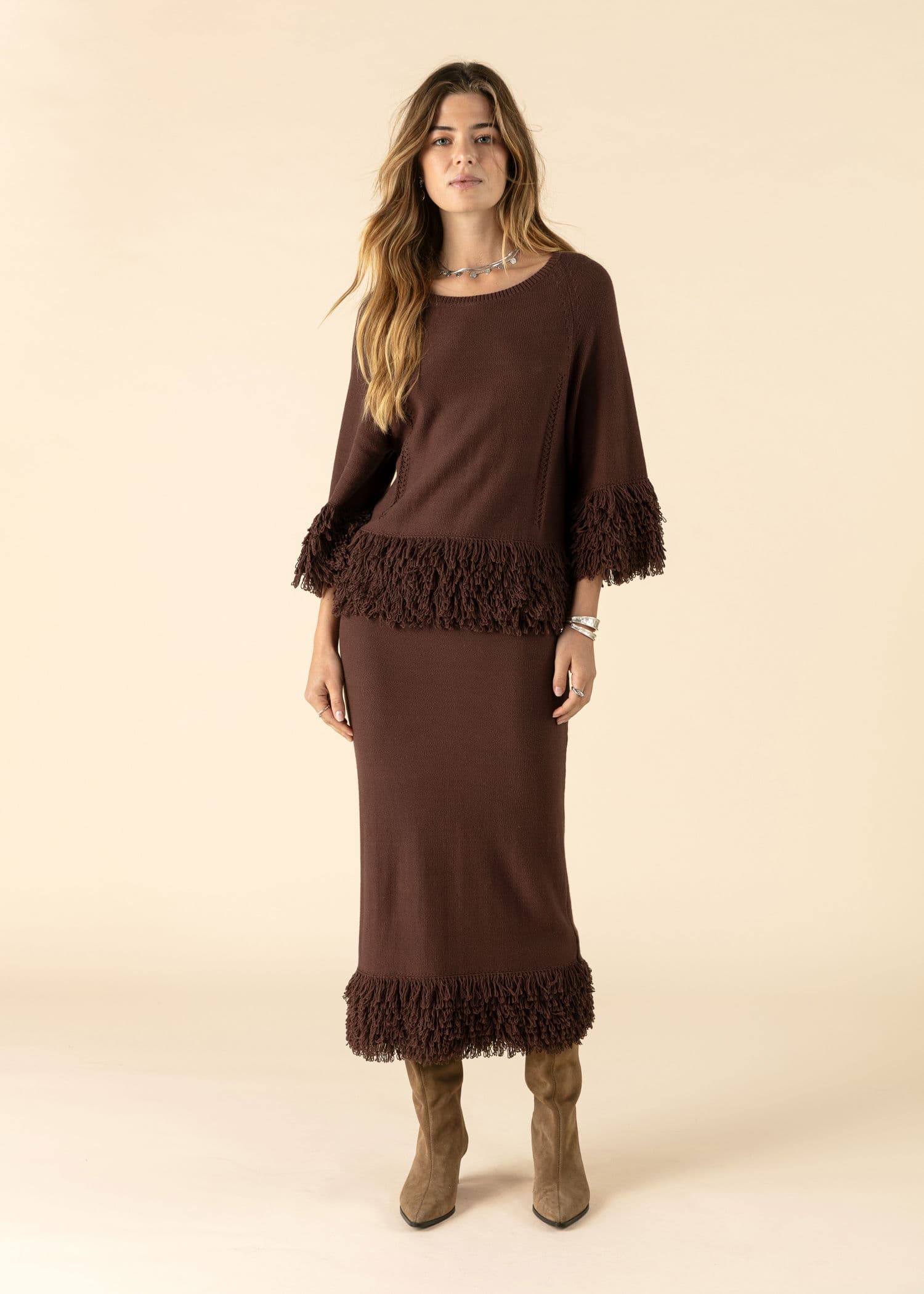 ALMA Neuleyläosa - Ruskea 3 - Indiska