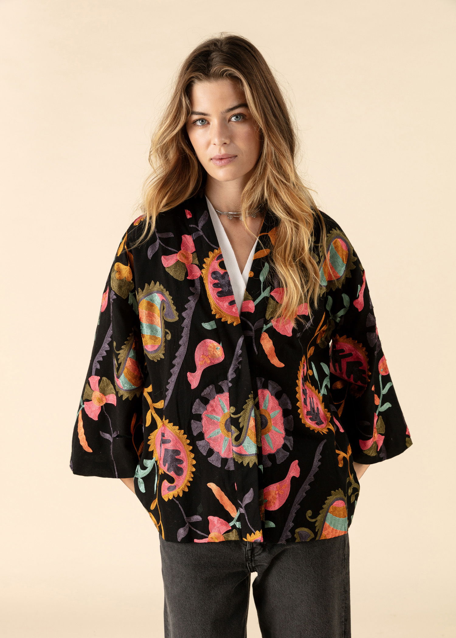 VIVI SHORT KIMONO - Black