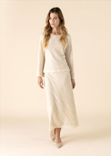 JEMAINA Paljettihame - Valkoinen 3 - Indiska