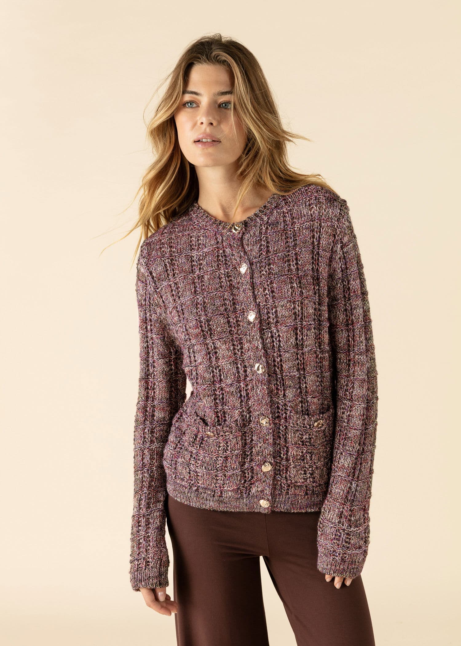 ZELDA Stickad cardigan - Lila 1 - Indiska