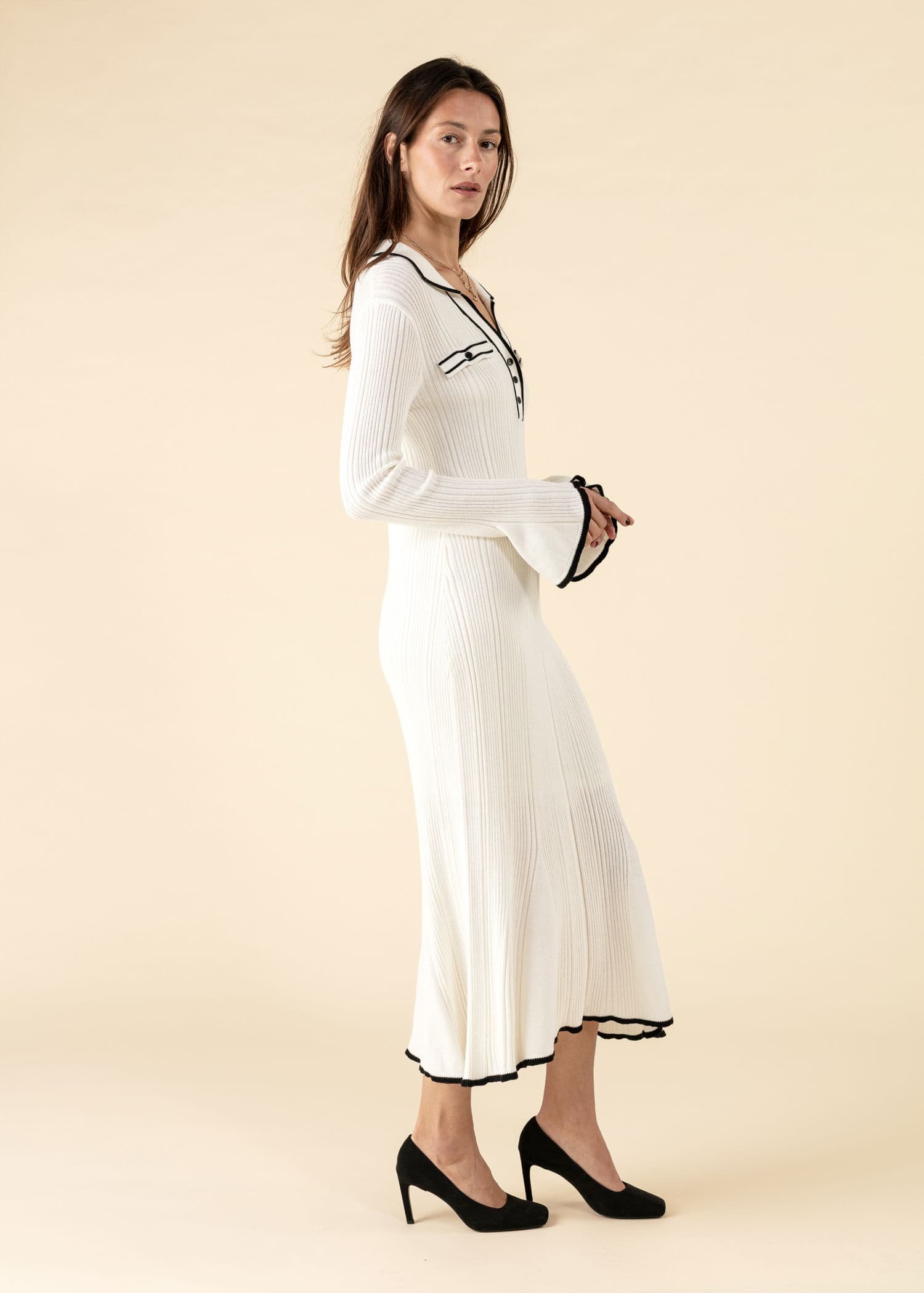 SAMANTHA Stickad lång Klänning - Vit 3 - Indiska