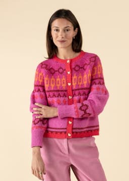 ARIANA JACQUARD CARDIGAN - PINK