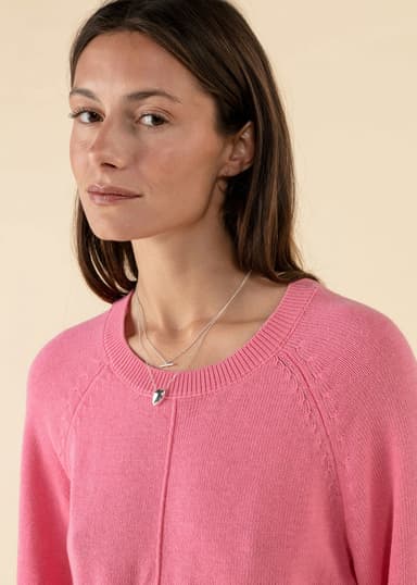 LANA Rosa stickad tröja med vid ärm - Rosa 2 - Indiska