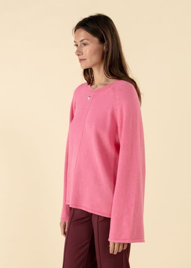 LANA Rosa stickad tröja med vid ärm - Rosa 3 - Indiska