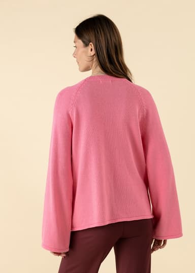 LANA Rosa stickad tröja med vid ärm - Rosa 4 - Indiska