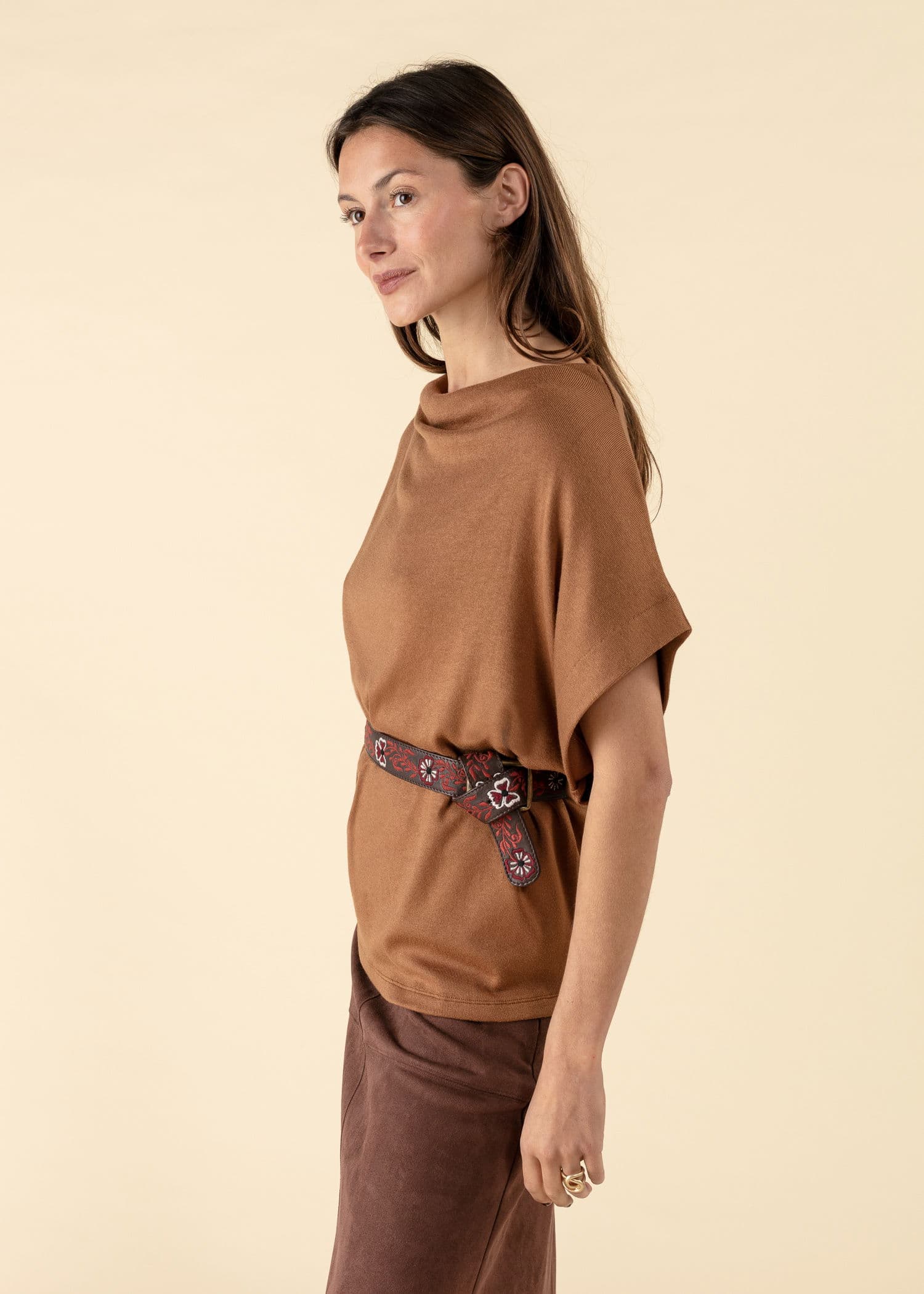 SOFIA Strikket topp - Brun 2 - Indiska