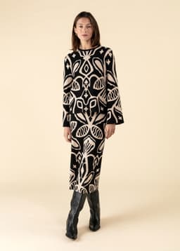 LEONA JACQUARD SKIRT - Black