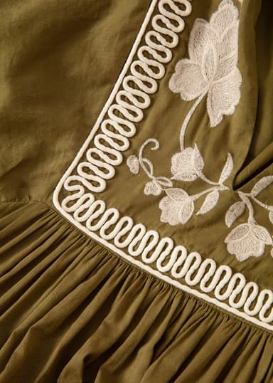 CORNELIA Broderad tunika med puffärm - Grön 6 - Indiska