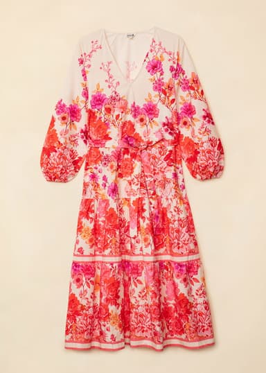 THEKLA Blommig lång bomullsklänning - Röd 6 - Indiska