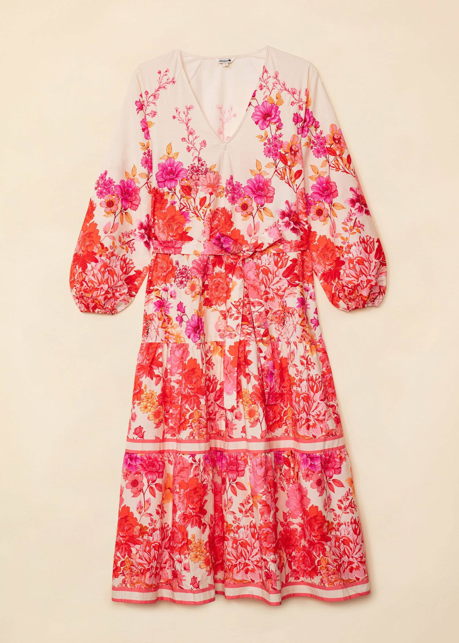 THEKLA Blommig lång bomullsklänning - Röd 6 - Indiska