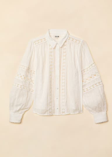 EVANGELINA Pusero pitsikoristeilla - Valkoinen 1 - Indiska