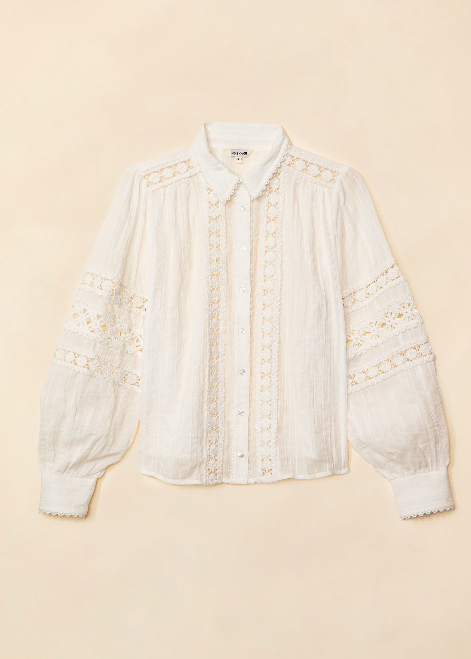 EVANGELINA Pusero pitsikoristeilla - Valkoinen 1 - Indiska
