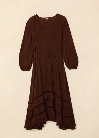 TANYA Brun asymmetrisk kjole - Brun 6 - Indiska