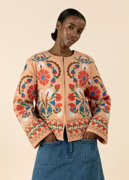 KELLY EMB JACKET - PEACH