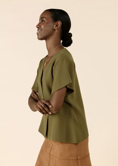 VENDELA Khakifärgad finstickad tröja - Grön 3 - Indiska