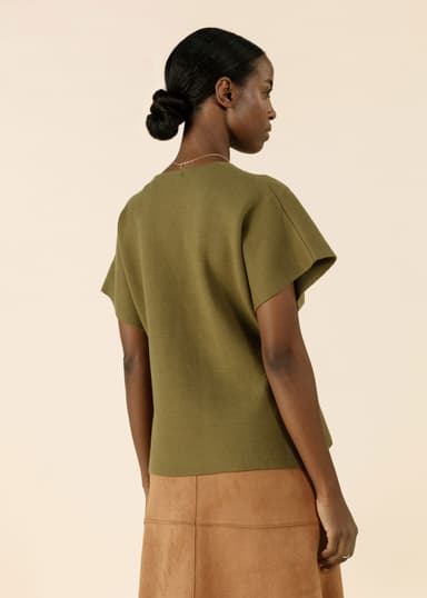 VENDELA Khakifärgad finstickad tröja - Grön 4 - Indiska