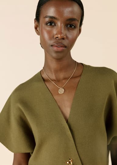 VENDELA Khakifärgad finstickad tröja - Grön 2 - Indiska