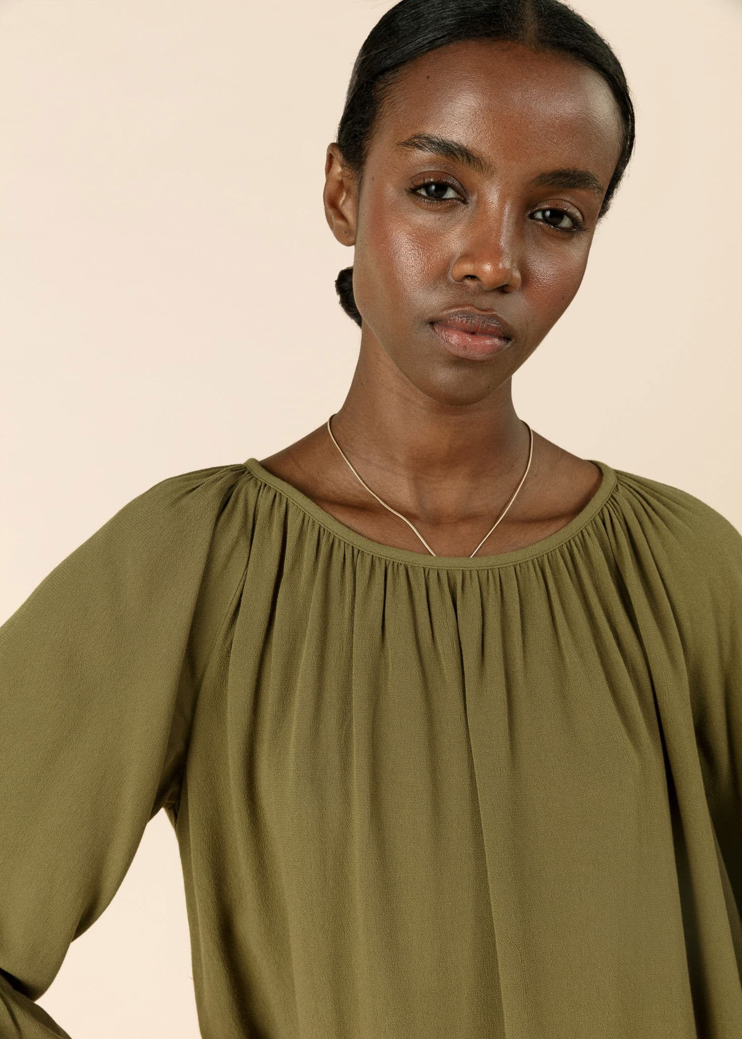 DOLLIE Bluse med 3/4 ermer - Grønn 4 - Indiska