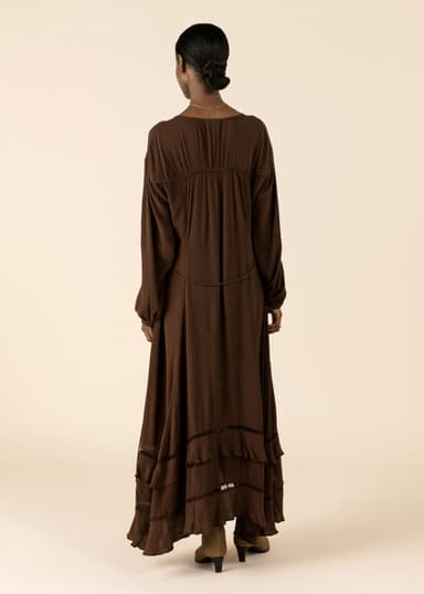 TANYA Brun asymmetrisk kjole - Brun 5 - Indiska