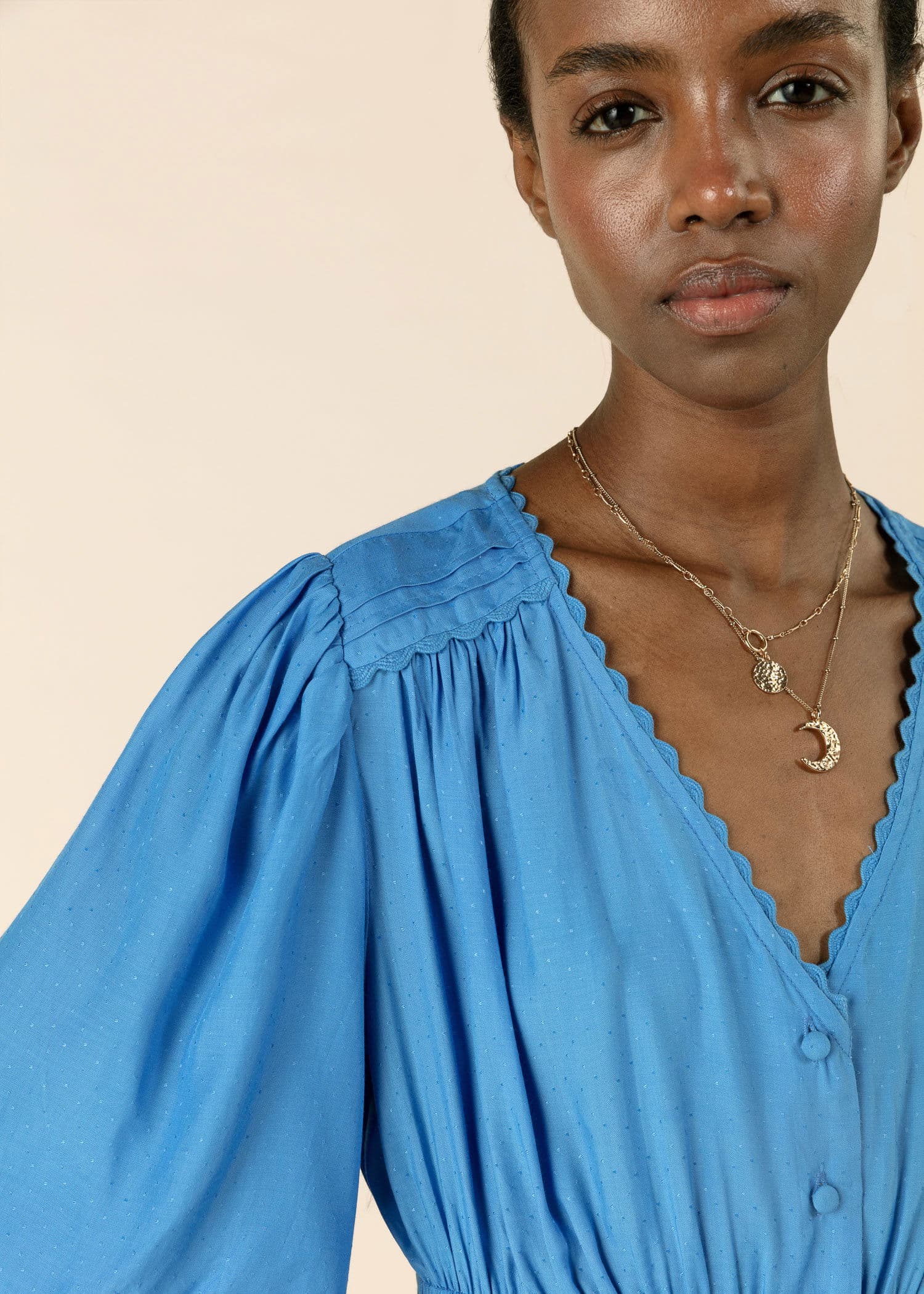 PAM Lång klänning med volang - Blå 3 - Indiska