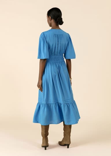 PAM Lång klänning med volang - Blå 4 - Indiska