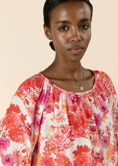 DOLLIE Bluse med 3/4 ermer - Rød 2 - Indiska