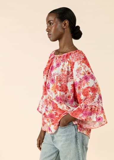 DOLLIE Bluse med 3/4 ermer - Rød 3 - Indiska