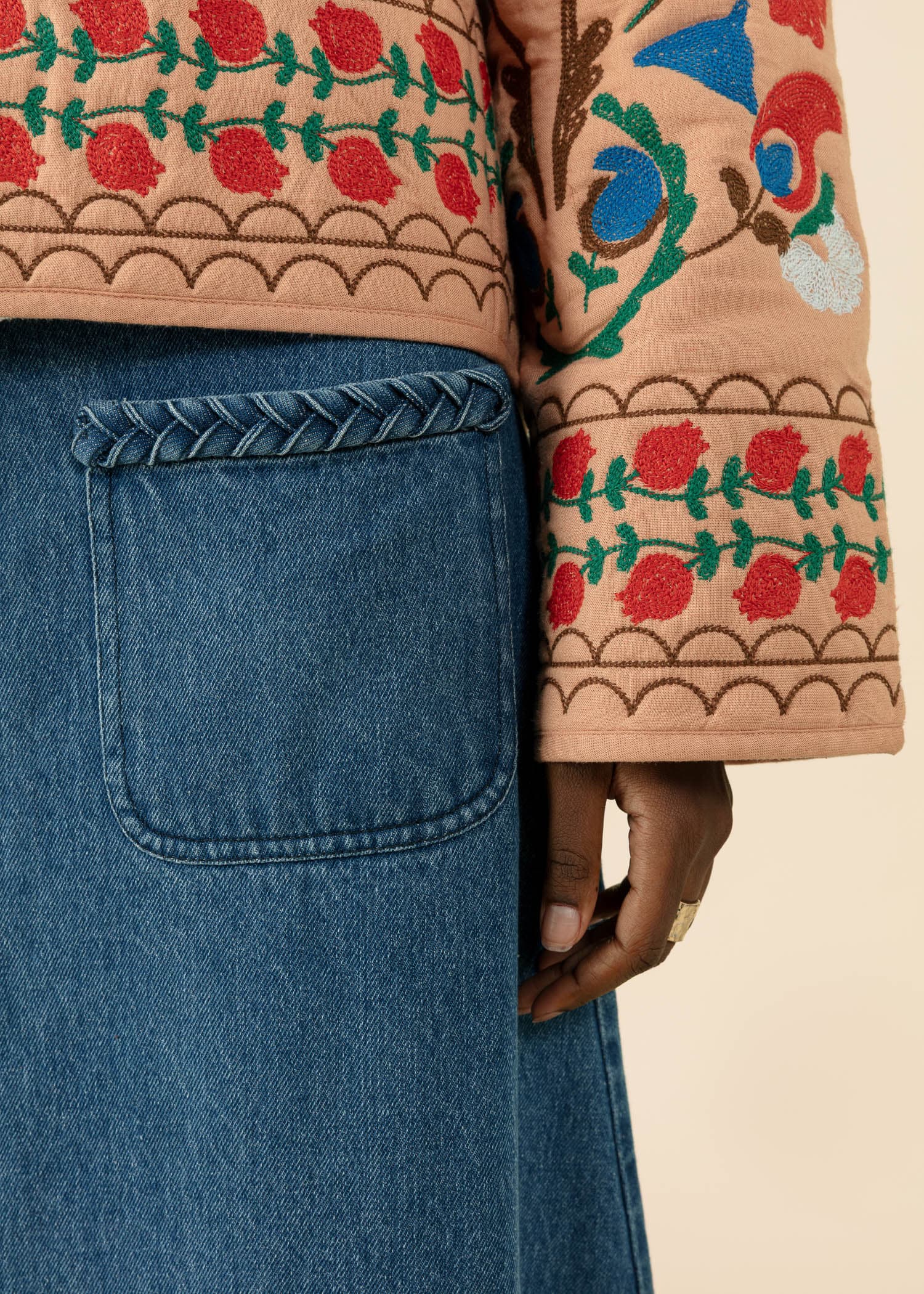 BRAID Palmikoitu farkkuhame  - Sininen 2 - Indiska