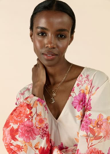 THEKLA Blommig lång bomullsklänning - Röd 2 - Indiska