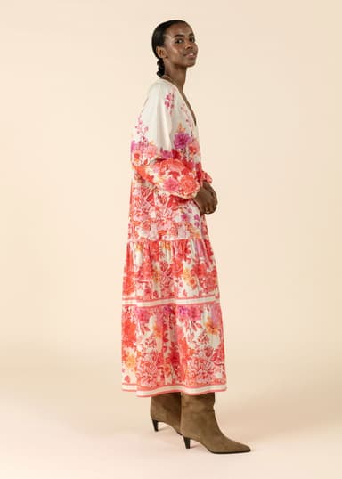 THEKLA Blommig lång bomullsklänning - Röd 4 - Indiska