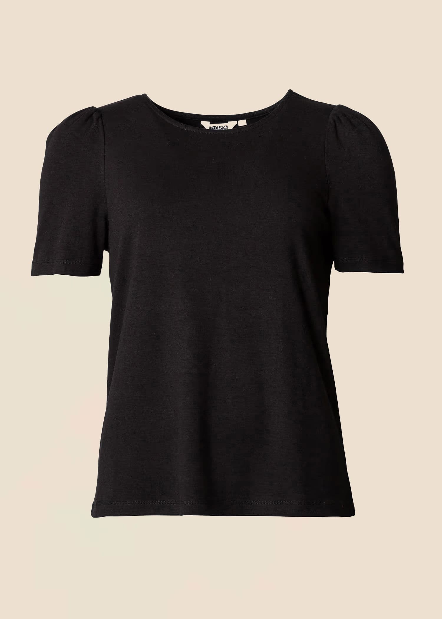 GWEN T-shirt med puffärm - Svart 1 - Indiska